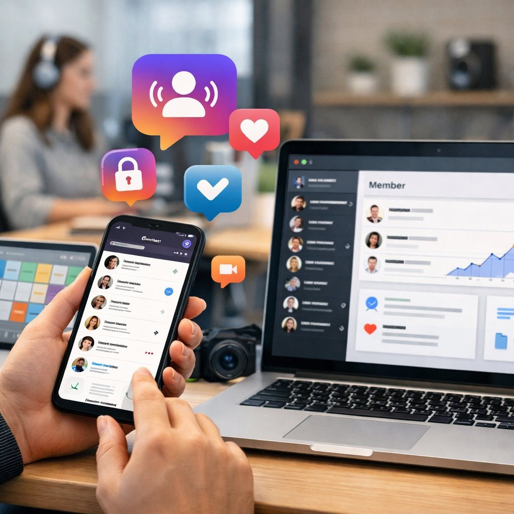 Creator checking an Instagram broadcast channel with members and exclusive updates on a smartphone