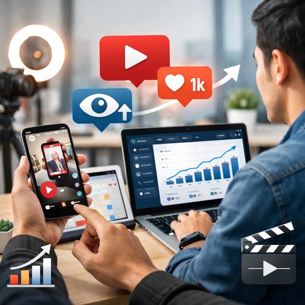 Creator reviewing an Instagram Reels growth strategy with analytics, content planning, and visibility signals.