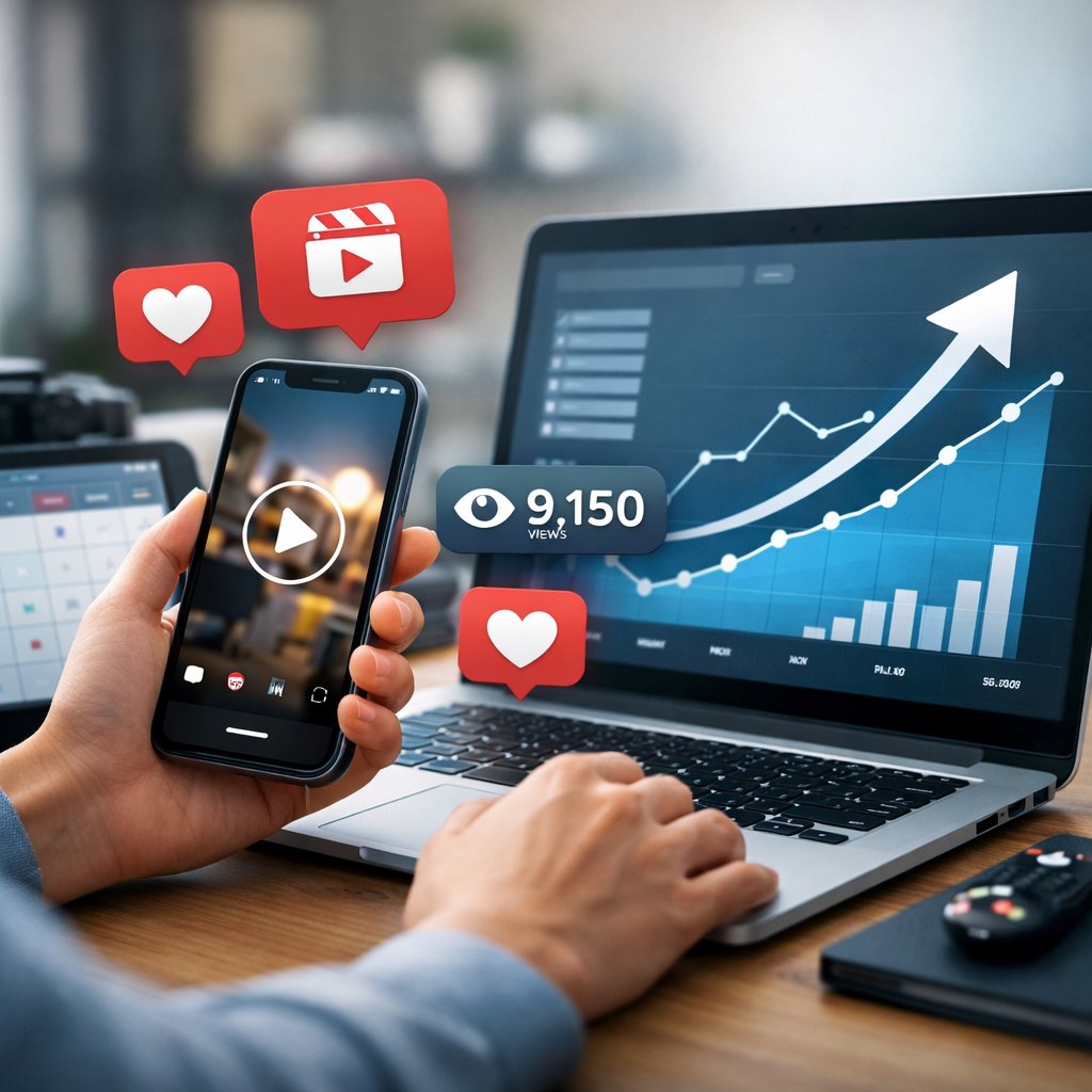 Creator che pianifica una strategia di crescita per i Reels con calendario editoriale e smartphone con Instagram aperto.