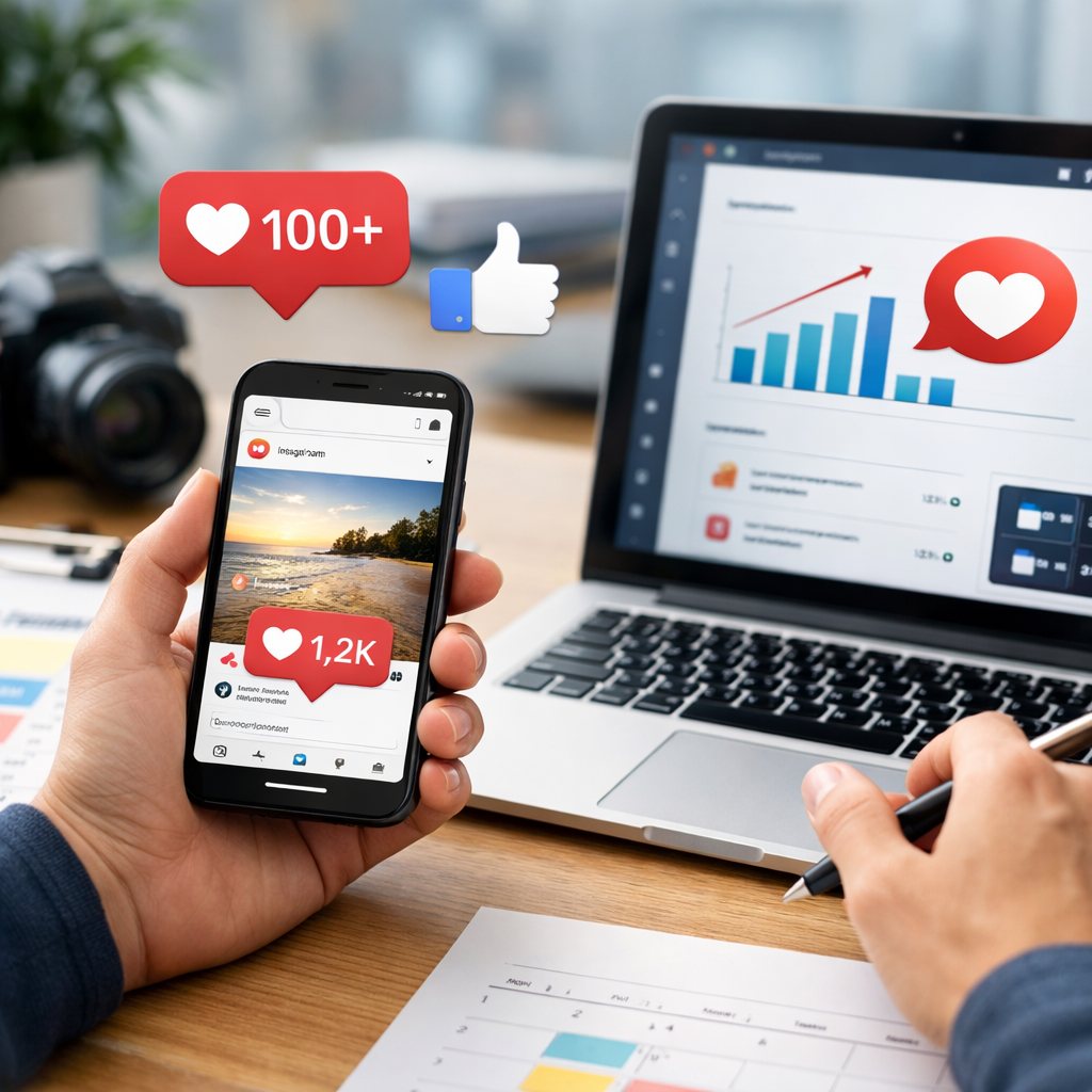 Creator plant Instagram-Posts mit Kalender, Analyse und Likes als unterstützende Signale
